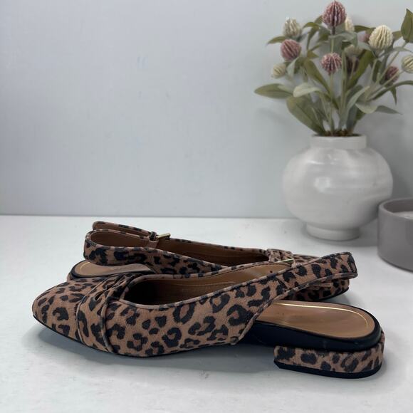 Vionic Lynda Leopard Print Square Toe Slingback Flats Tan/Black Women's 6M - Picture 6 of 9